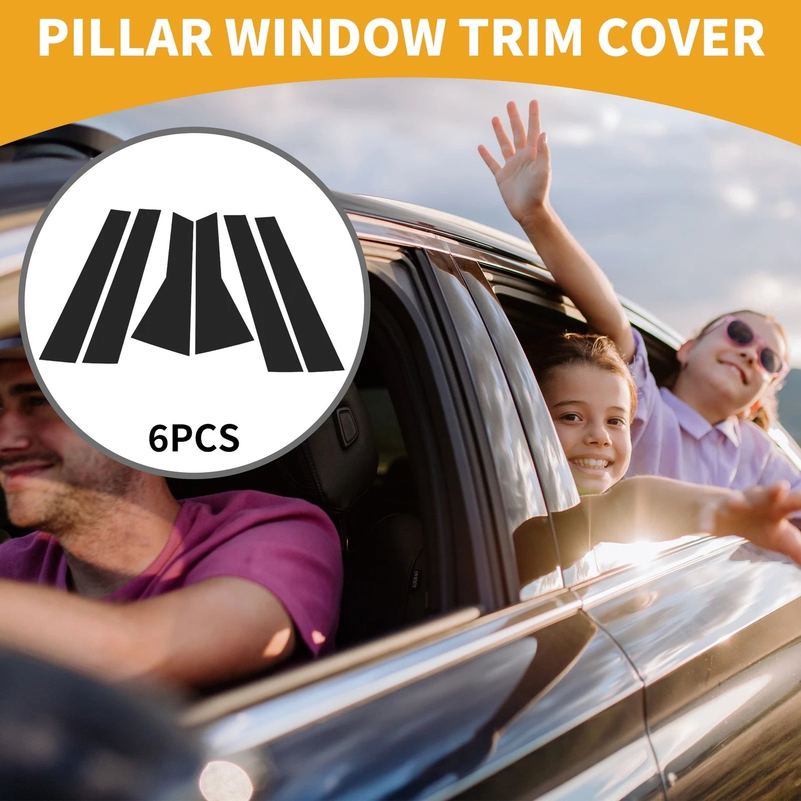 Set of 6 Door Pillar Window Trim for Honda CR-V (2011–2016) Black