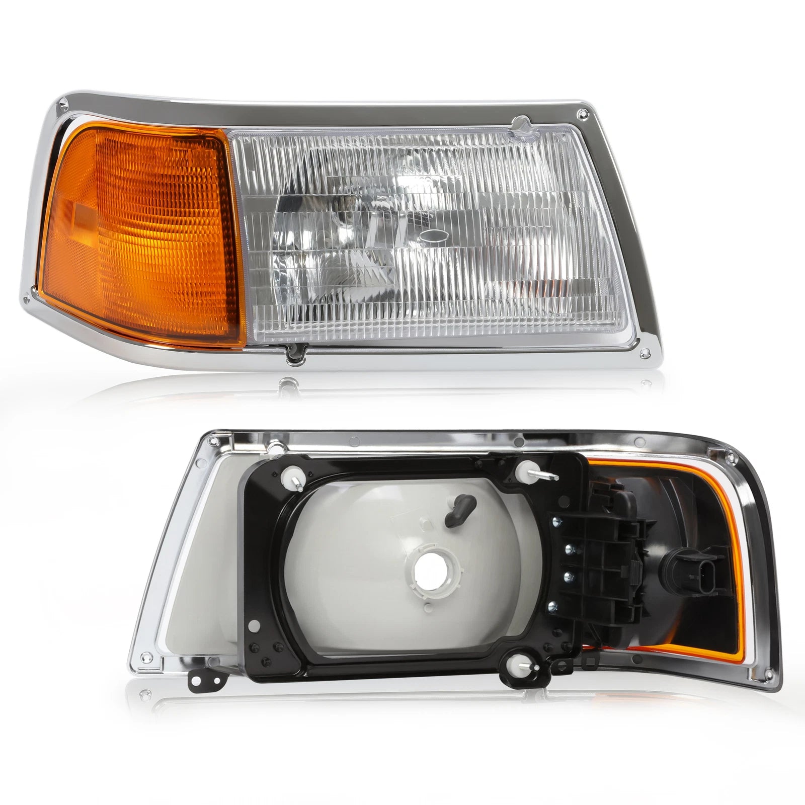 Pair Headlight with Adjusters + Corner Light & Bezel for Peterbilt 375 385