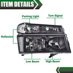 Clear Lens Black Housing Headlights for Chevy Colorado GMC Canyon (2004–2012)