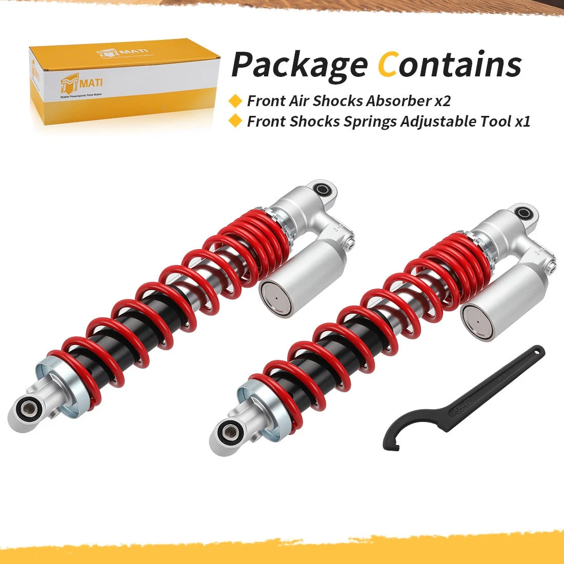 2X Front Shocks & Adjustable Tool for Suzuki Quadsport LT-Z400 (2003–2008) 52100-33H10-YKS