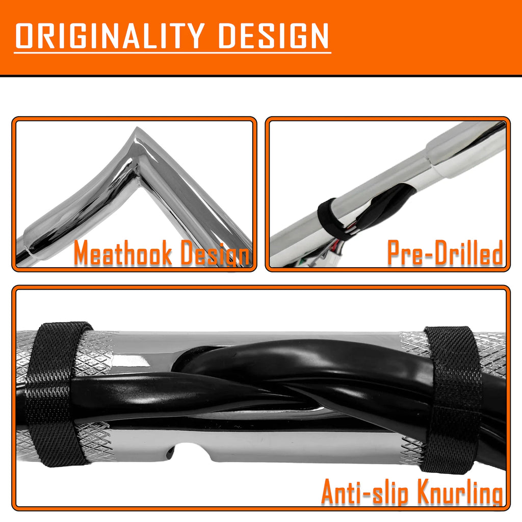 Prewired Handlebar 1.25" for Harley Road Glide (2015) 12" 14" 16" RISE