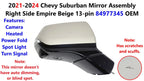 Mirror Assembly for Chevy Suburban Right Side (2021–2024) 84977345, Empire Beige
