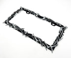 Metal License Plate Frame Black Chrome Tribal Flame for Car Truck SUV