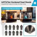 10Pcs Hardened Steel Nozzle for Creality CR-10 Ender 3 Pro 5 Series