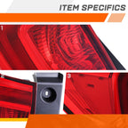 Chrome Red LED Outer Taillight Brake Lamp for Honda Pilot (2016–2018)