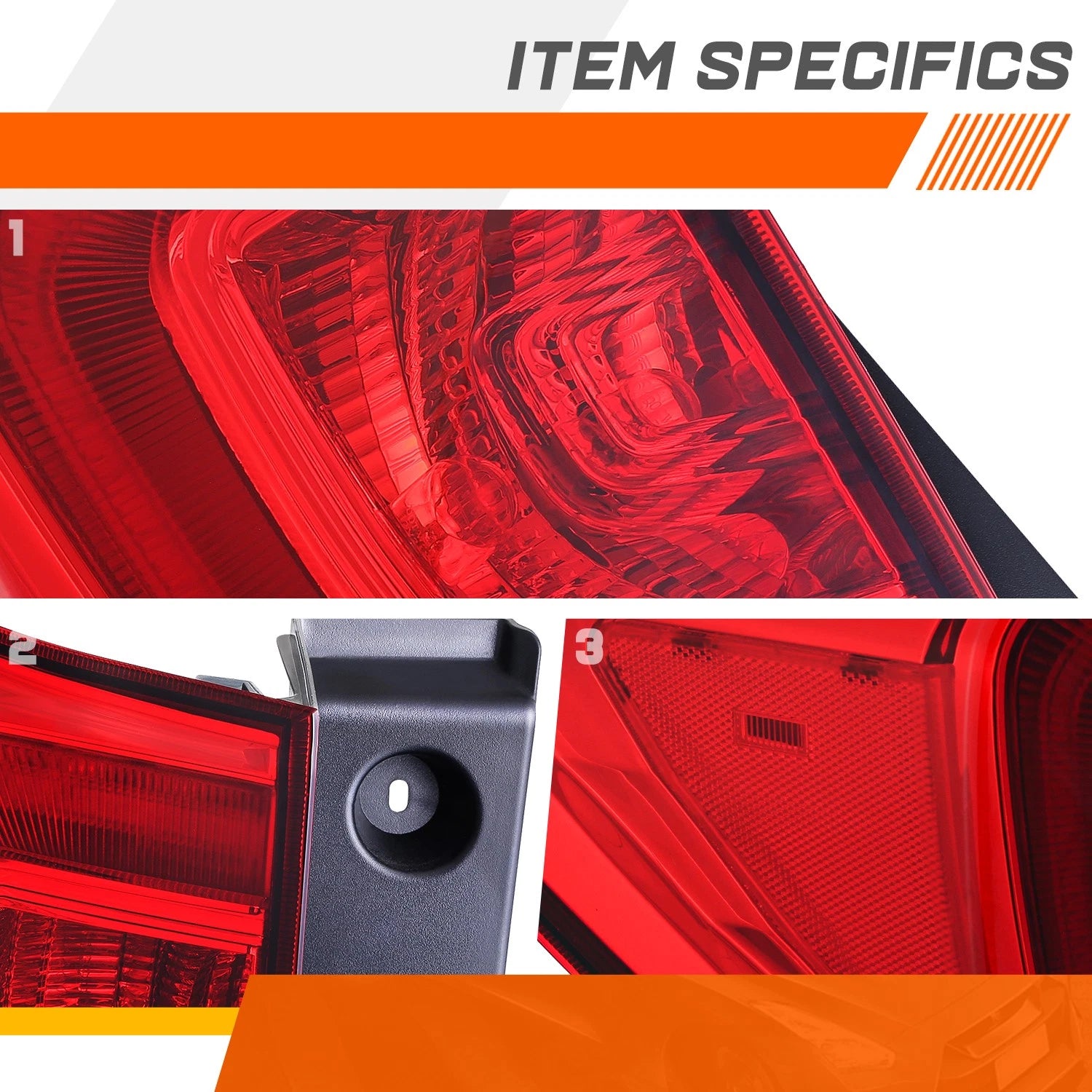 Chrome Red LED Outer Taillight Brake Lamp for Honda Pilot (2016–2018)