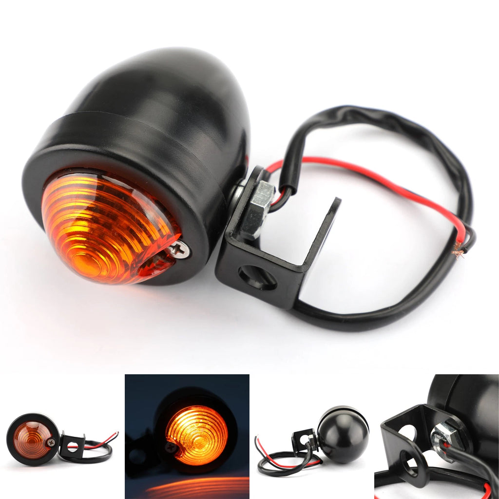 1x Universal Black Mini Turn Signal Light for Motorcycle (Vintage)