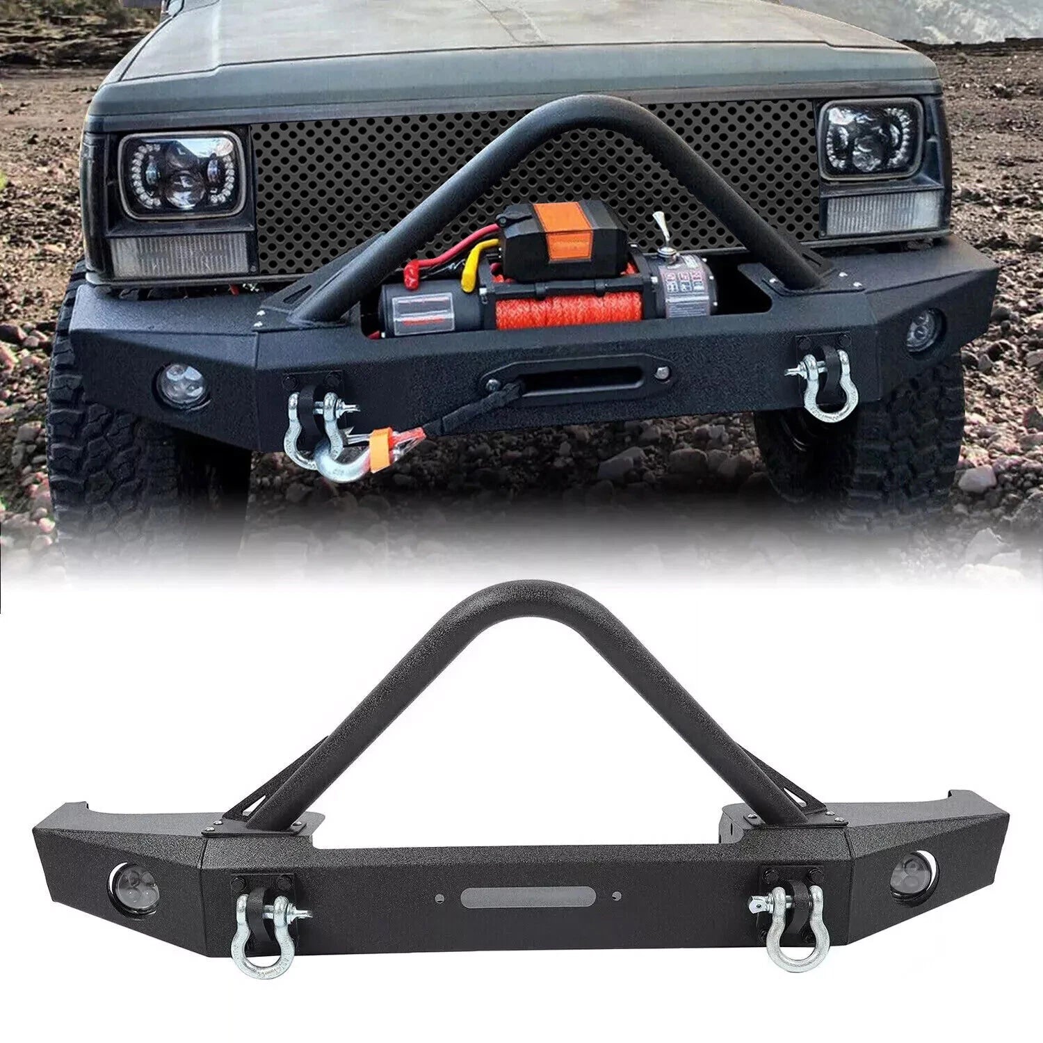 Front Stinger Bumper Assembly with Lights for Jeep Cherokee XJ (1984–2001)