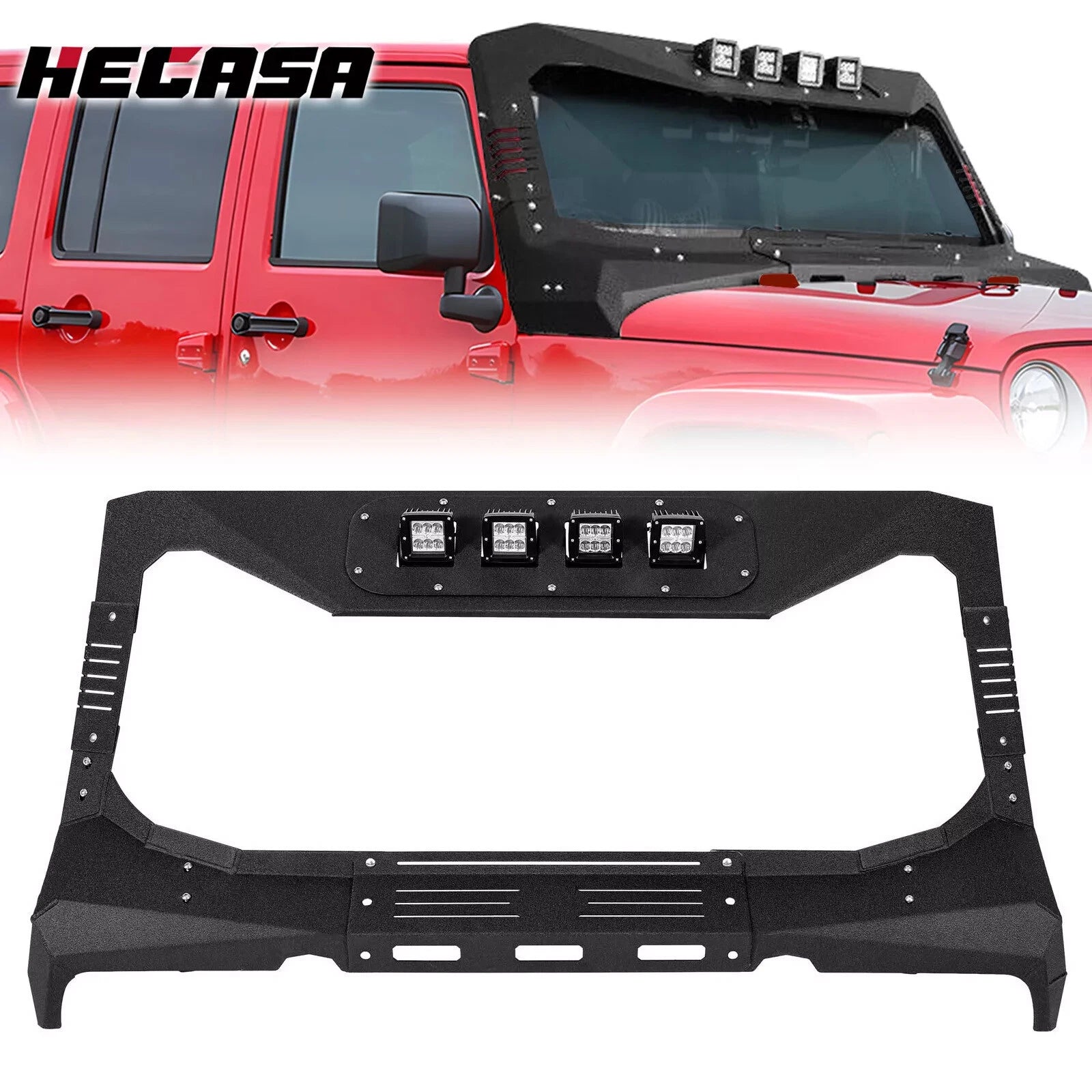 Cowl Armor Windshield Frame Visor for Jeep Wrangler JK (2007–2018)