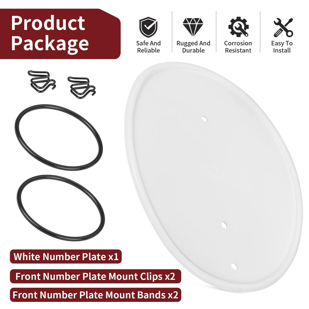 Front Side White Number Plate with Clips & Bands for Honda Z50R (1979–1987)
