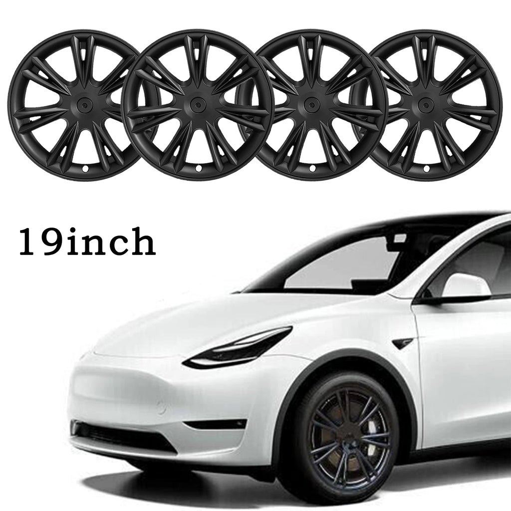Set of 4 19 Inch Wheel Covers for Tesla Model Y (2020–2023) Matte Black
