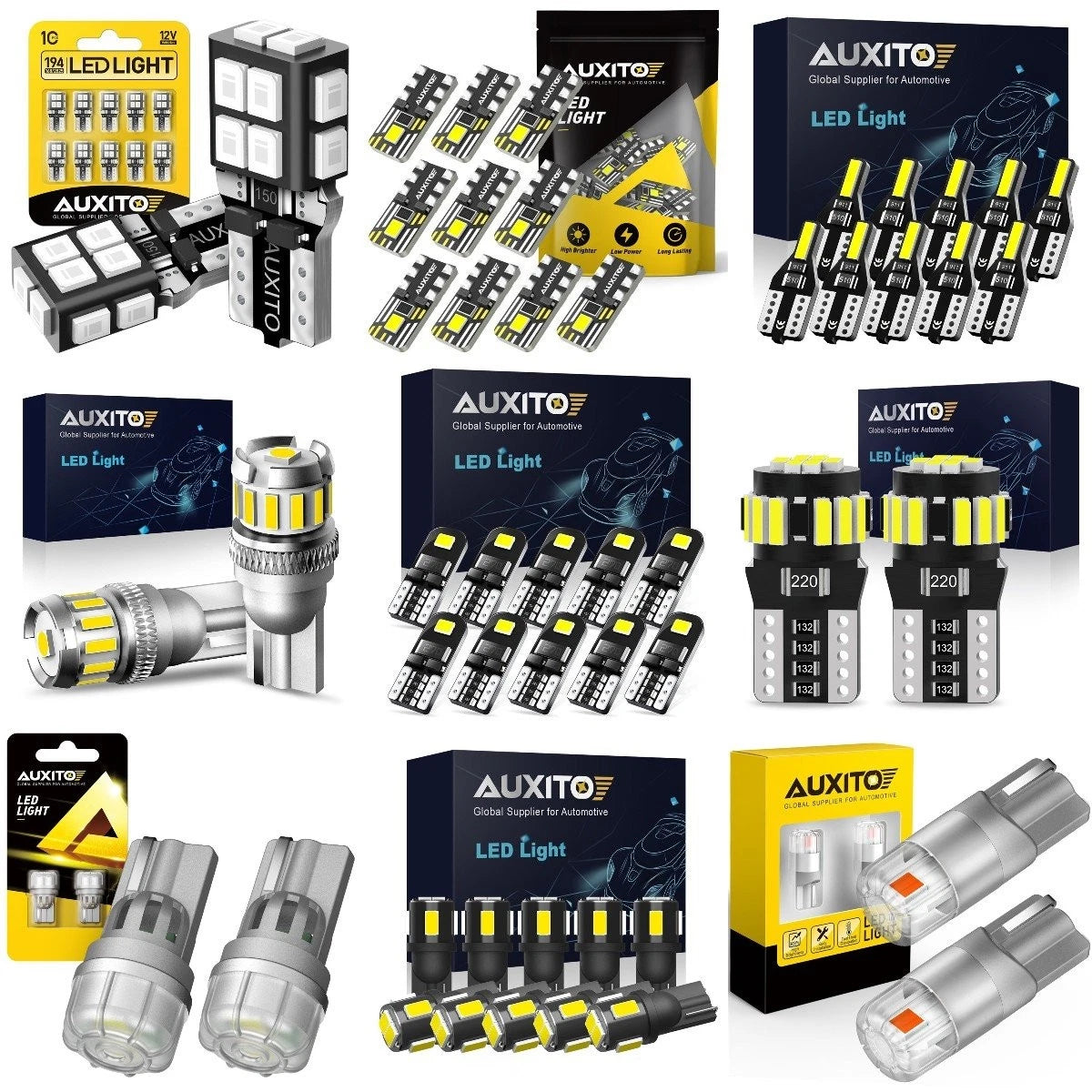 AUXITO T10 LED License Plate Light Bulb 6500K 168 2825 194 for