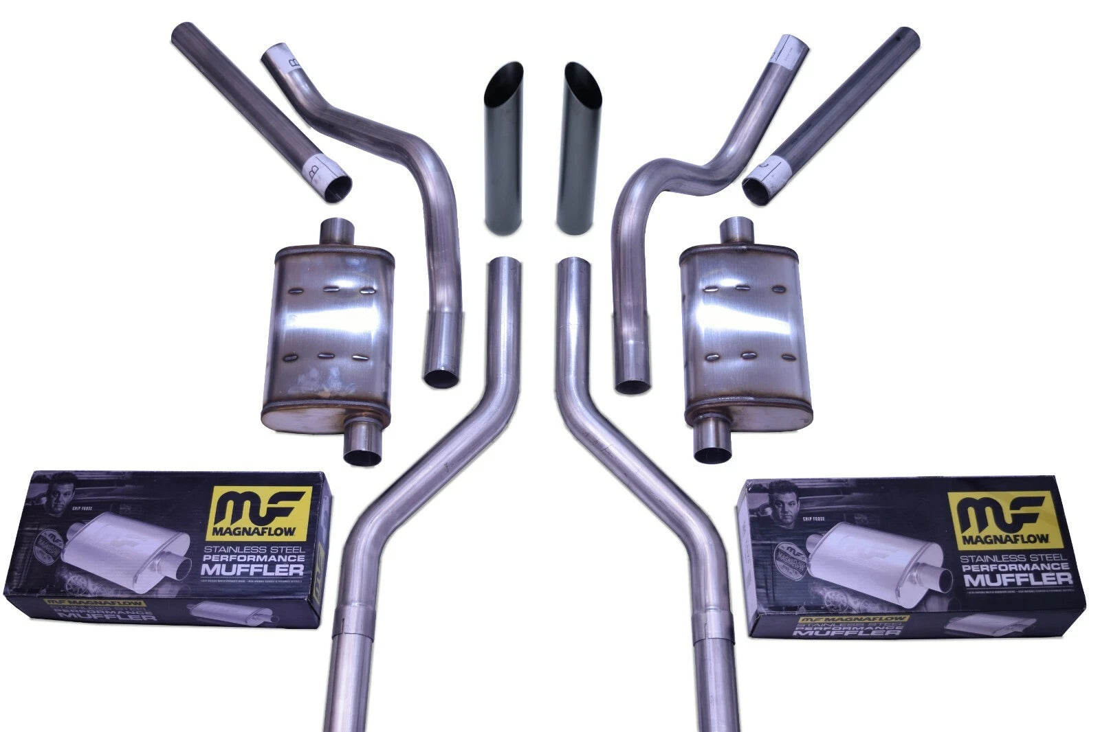 2.5" Dual Exhaust Kit for Suburban Yukon (1969–1972) Magnaflow Black Tips