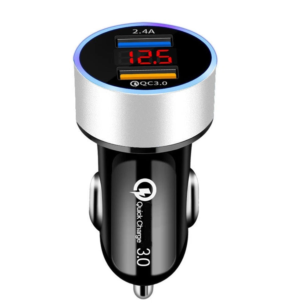 Dual USB Car Charger Adapter for QC3.0 with LED Display