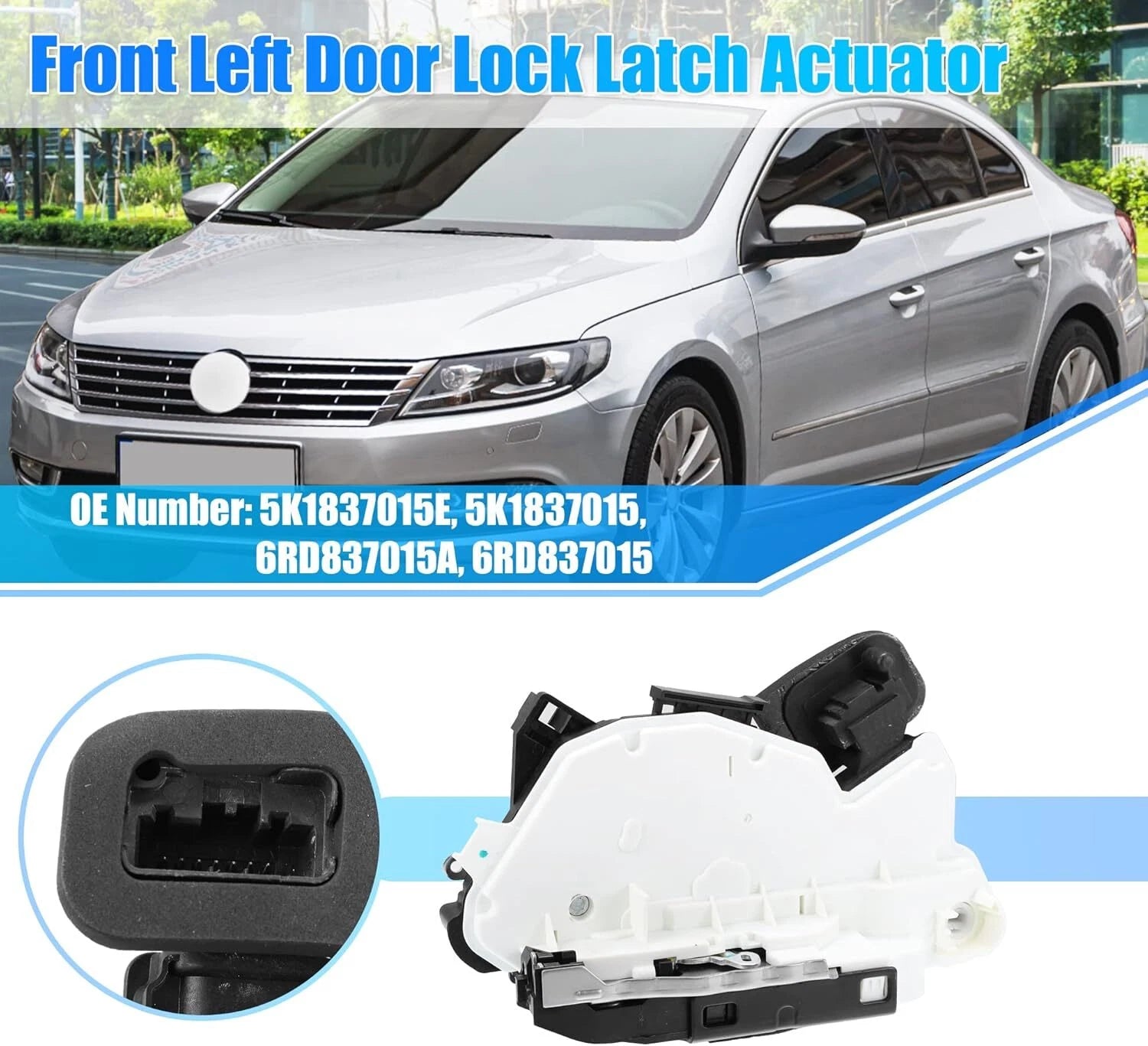 Left Front Door Lock Latch Actuator for VW Jetta (2011–2018) 5K1837015E 5K1837015D
