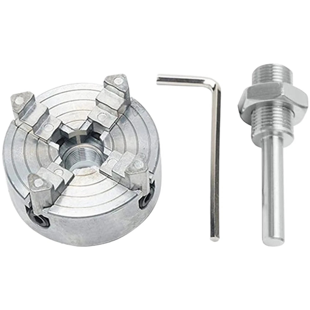 4 Jaw Chuck Zinc Alloy with M12x1 Drill Rod for Mini Lathe