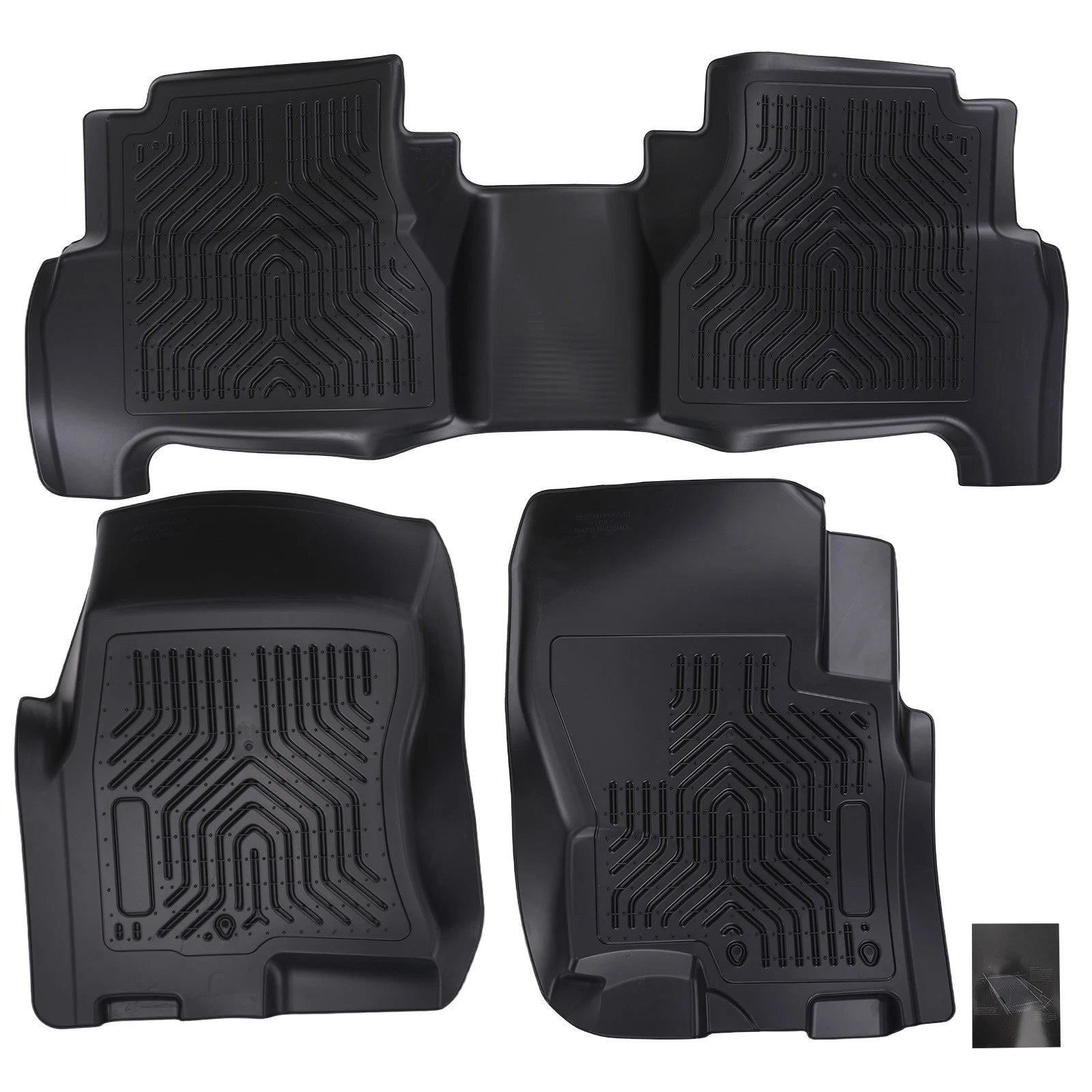 Set of 2 Black All-Weather Floor Mats for Nissan Frontier Crew Cab (2008–2021) TPE
