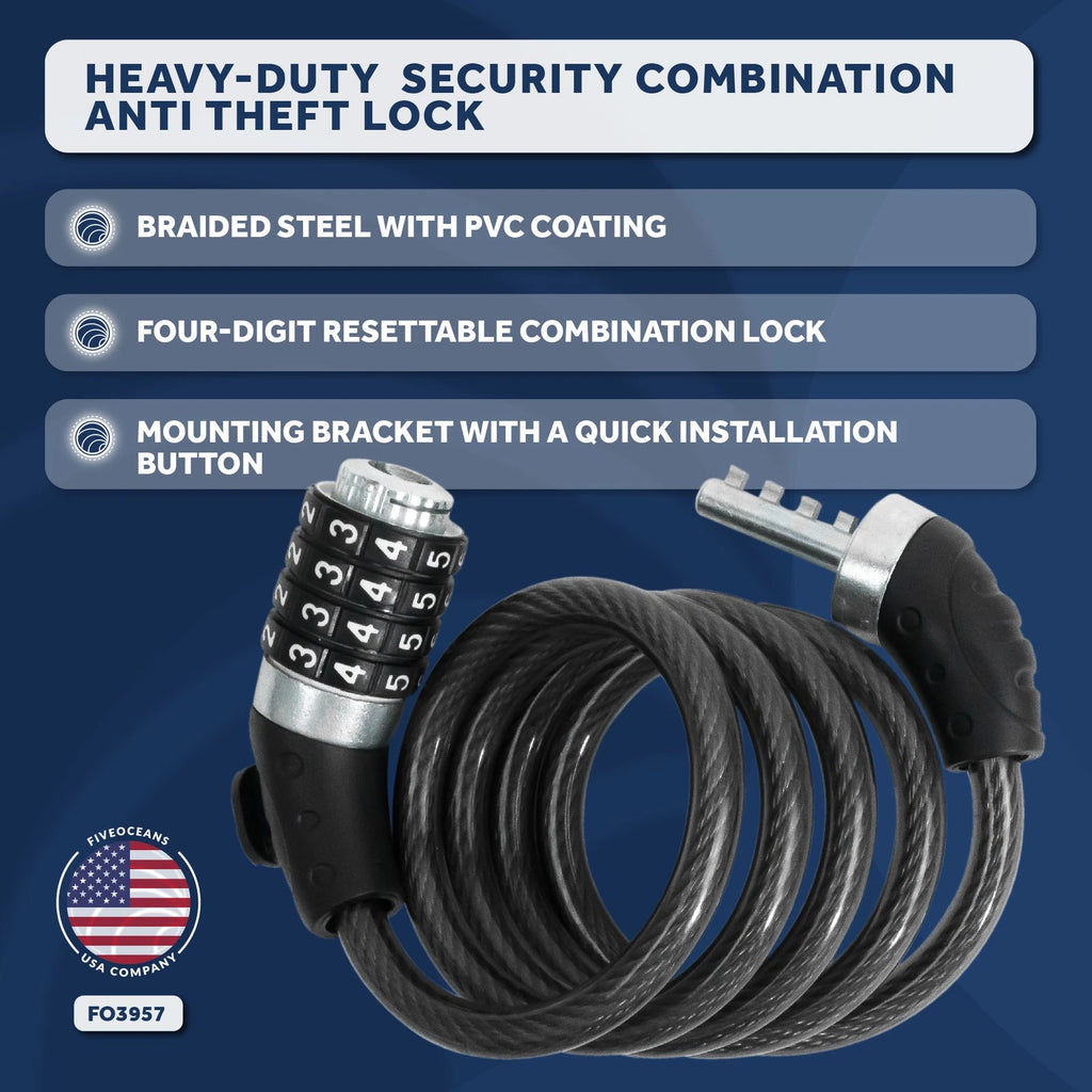 Bike Lock Cable, Combination Anti Theft Resettable Lock for Bikes