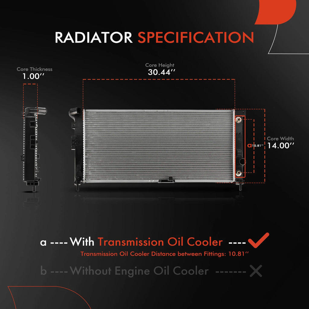Radiator with Transmission Oil Cooler for Buick Terraza (2005–2007)