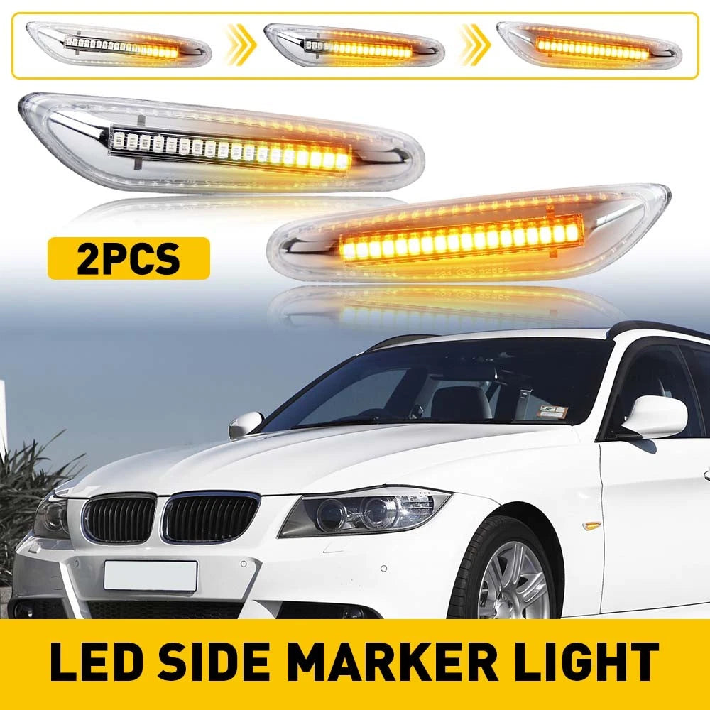 2X LED Side Marker Light Chrome for BMW 1 E82 E88 (2008–2013)