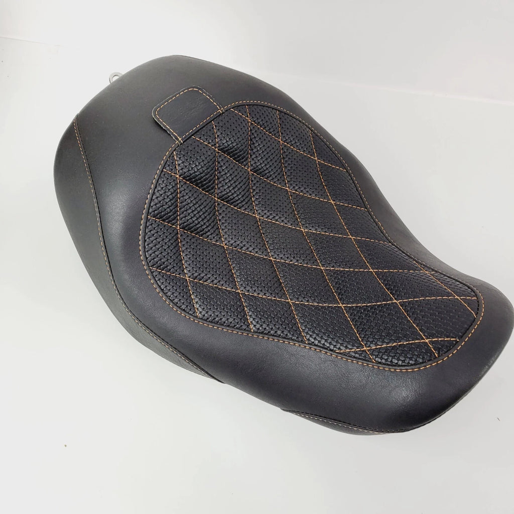 Solo Seat for Harley Dyna Wide Touring (2006–2017) - Orange Diamond Stitch