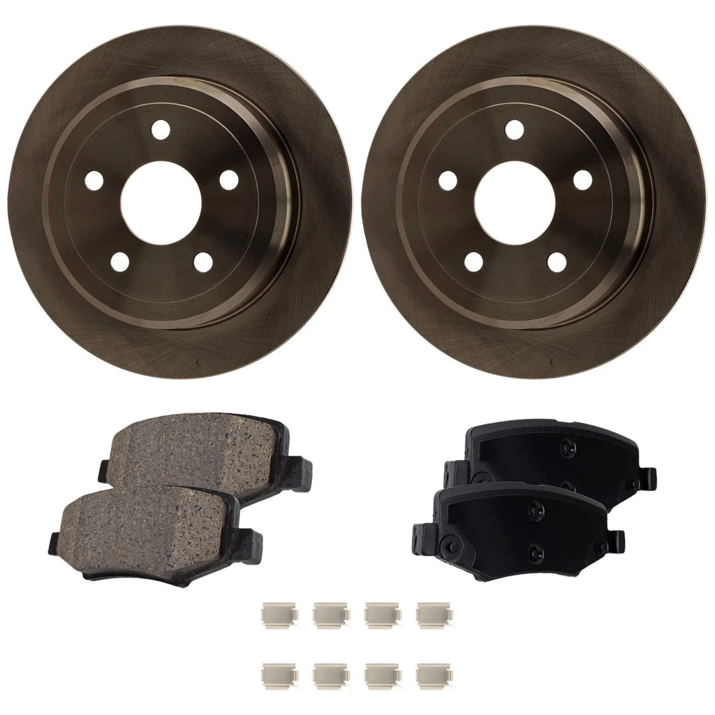 Rear Brake Disc Rotors and Pads Kit for Jeep Wrangler JK (2018)