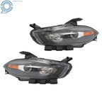 Headlight Set for Dodge Dart (2013–2016) Halogen Projector Black Housing