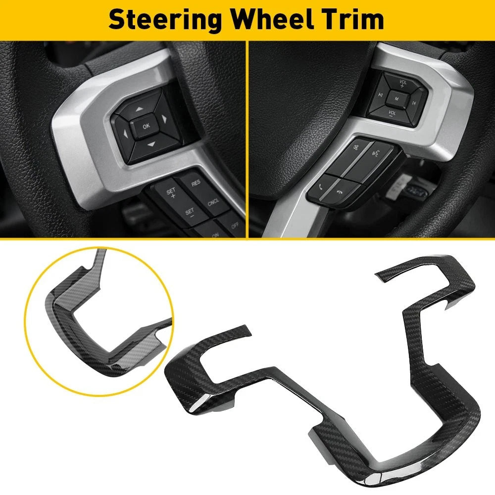 Steering Wheel Cover Trim for Ford F150 (2015–2020) Black ABS