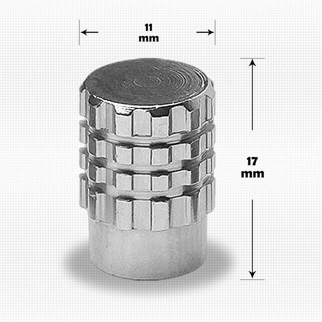 Set of 4 Silver Aluminum Tire Stem Caps for Universal Fit (All Models)