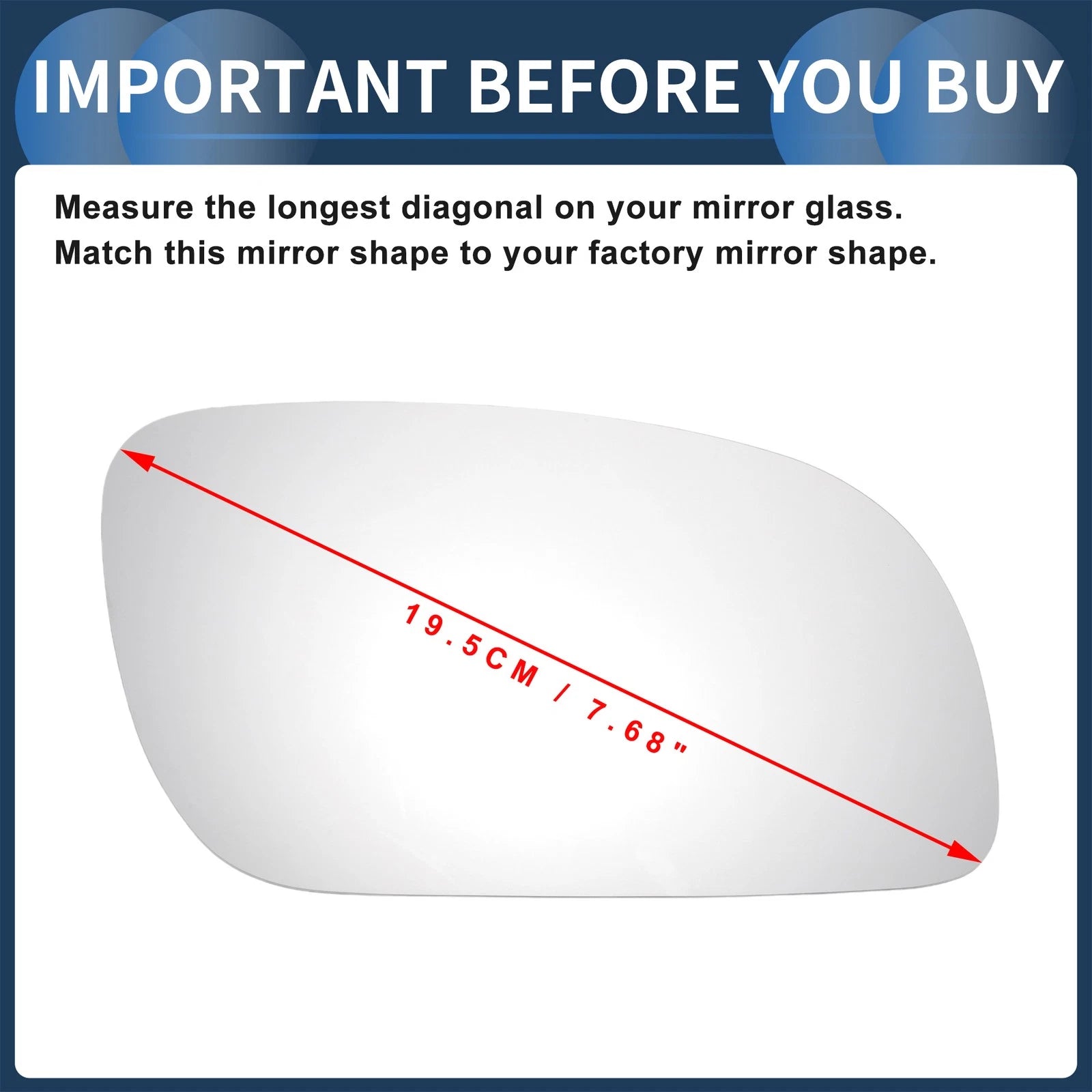 Right Side Heated White Mirror Glass for Volkswagen Touran (2003–2010)