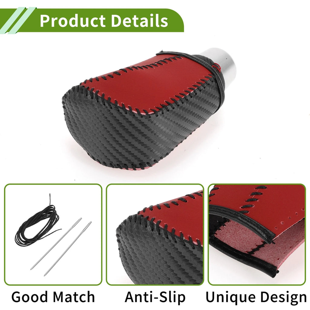 1 Pcs Gear Shift Knob Cover for Honda Civic (2016–2021) Black Carbon Fiber Red
