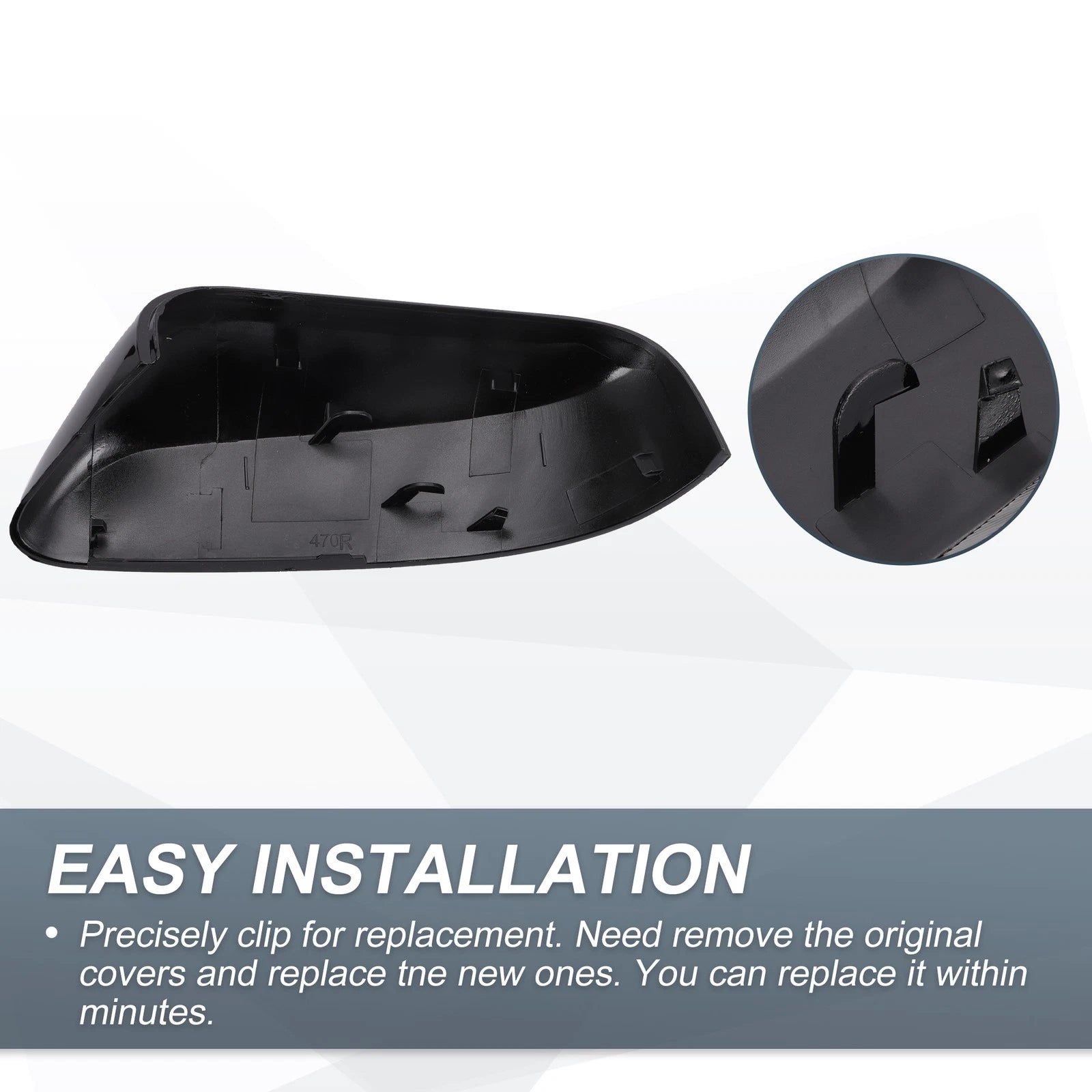 Right Side Rearview Mirror Cover Cap Gloss Black for Ford Explorer (2016–2019)
