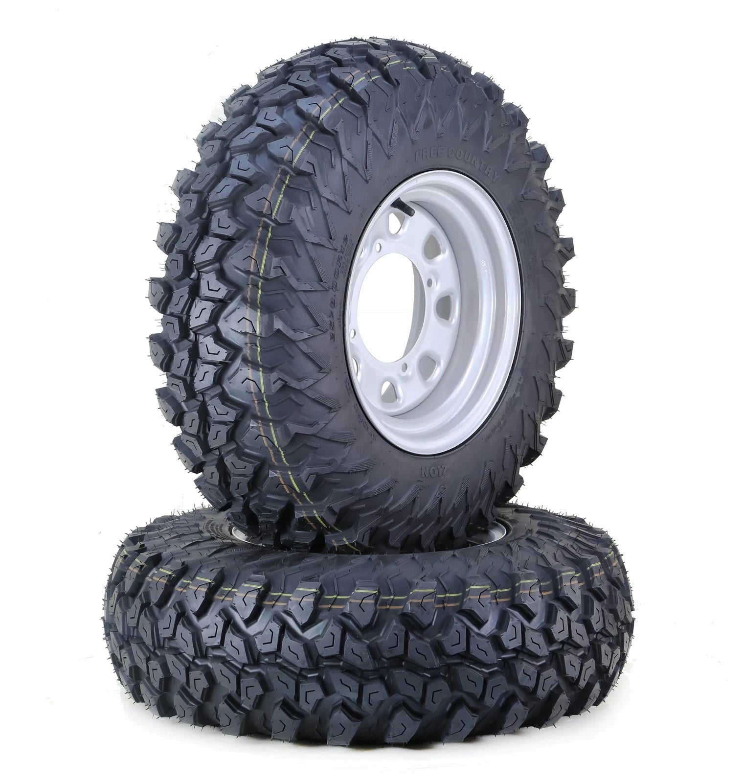 Set of 4 Free Country UTV Tires and Wheels 25x8R12 25x10R12 8PR 4-156/4+3 Silver