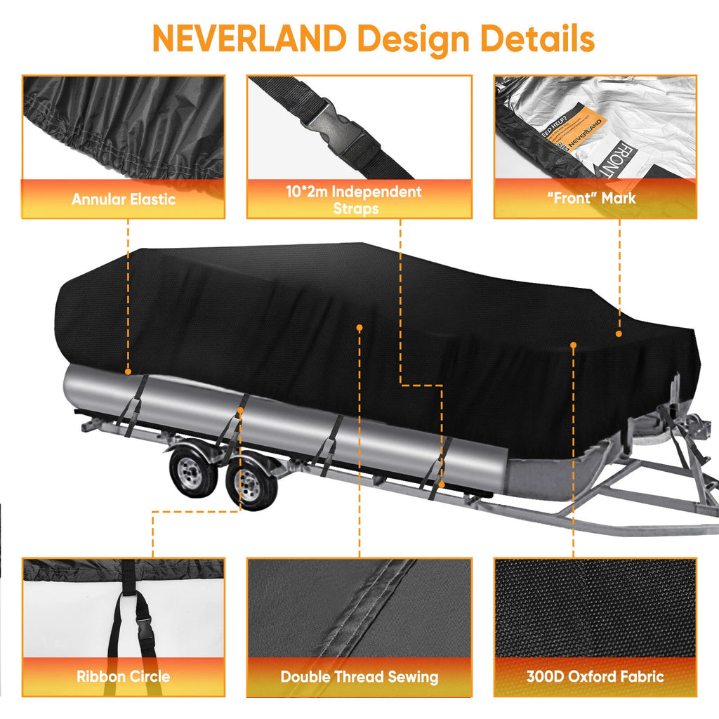 Trailerable Boat Cover for Pontoon (21-24FT) Waterproof Heavy Duty