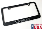 Matte Black Premium License Plate Frame with Gray Outline for Muscle Sedan (—)