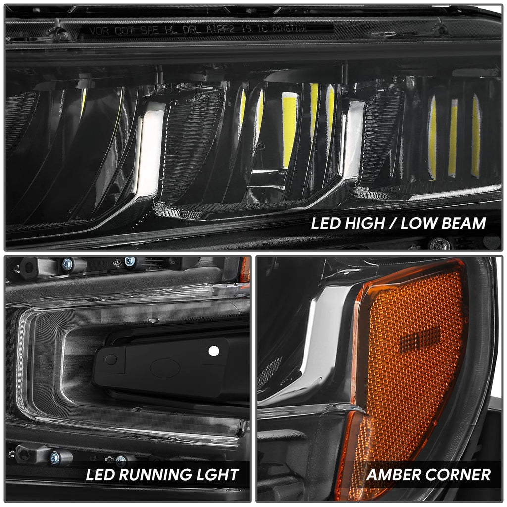 LED Projector Headlight for Chevy Silverado 1500 (2019–2022) - Left, Black Amber