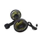 Dual Head USB Car Fan for Rear Seat Comfort (360° Rotation)