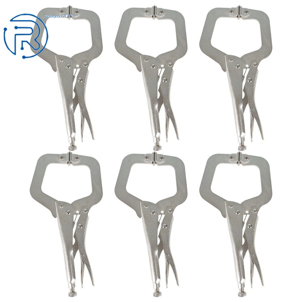 6 Pack Adjustable Locking Pliers 11" with Swivel Pads for Welding
