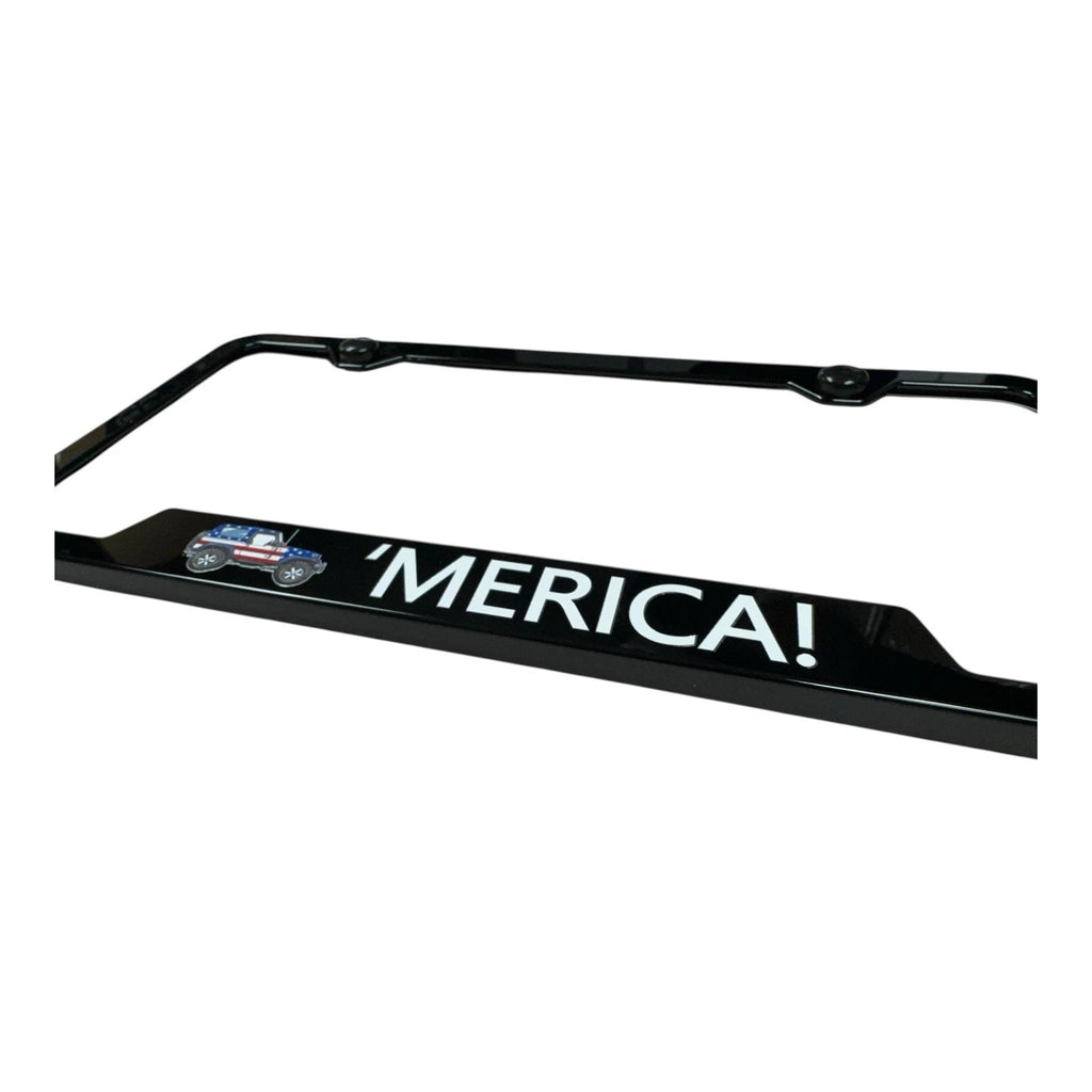 License Plate Frame Script Black Plastic Notched for Jeep Wrangler (2007–2026)