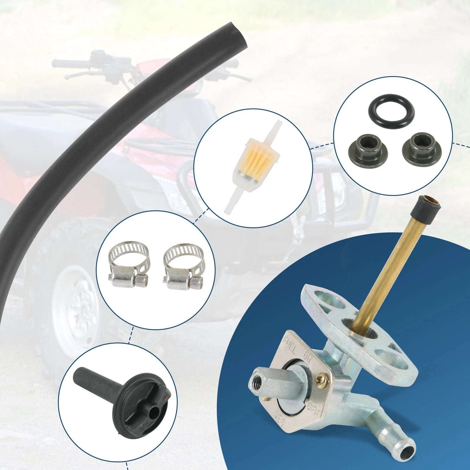 Fuel Valve Petcock & Lever Screw for Honda Recon 250 (1997–2014)