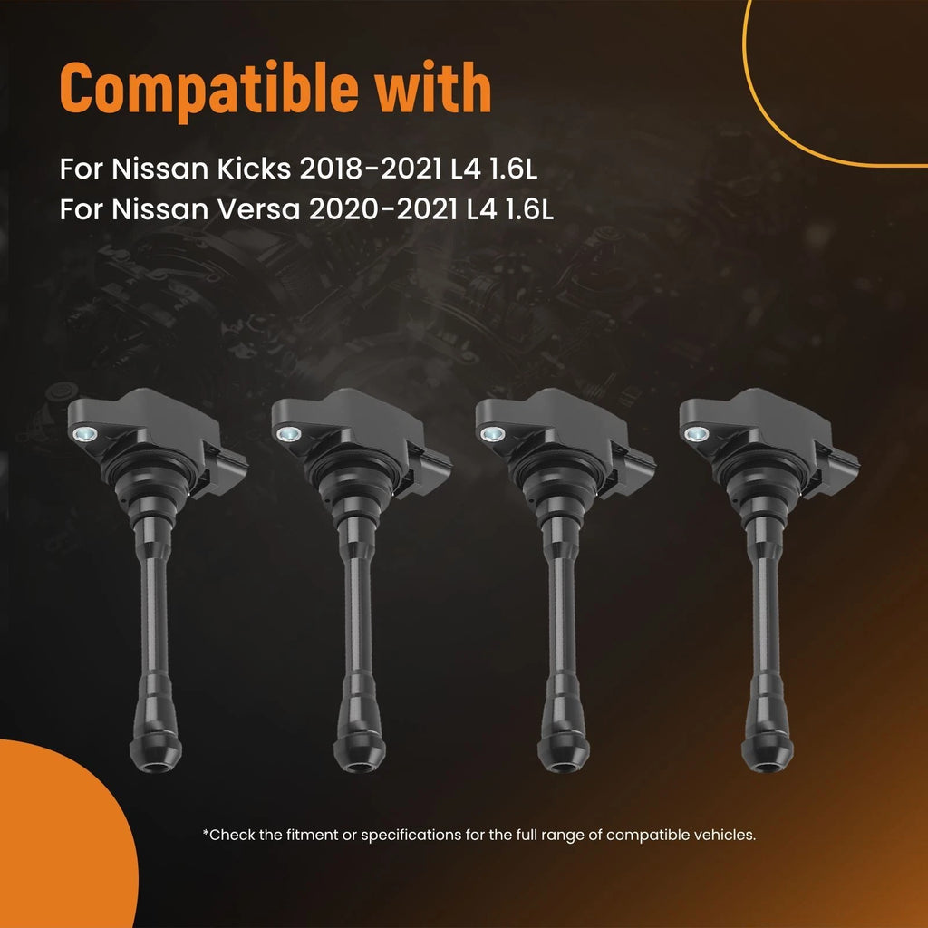 Set of 4 Engine Ignition Coils for Nissan Kicks Versa 1.6L (2018–2021) 224485RL0A UF860
