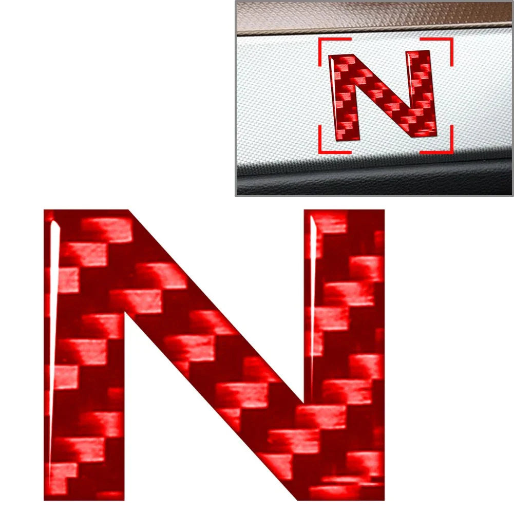 1pc Carbon Red Alphabet Letter Decals Sticker for Car Badge Emblem