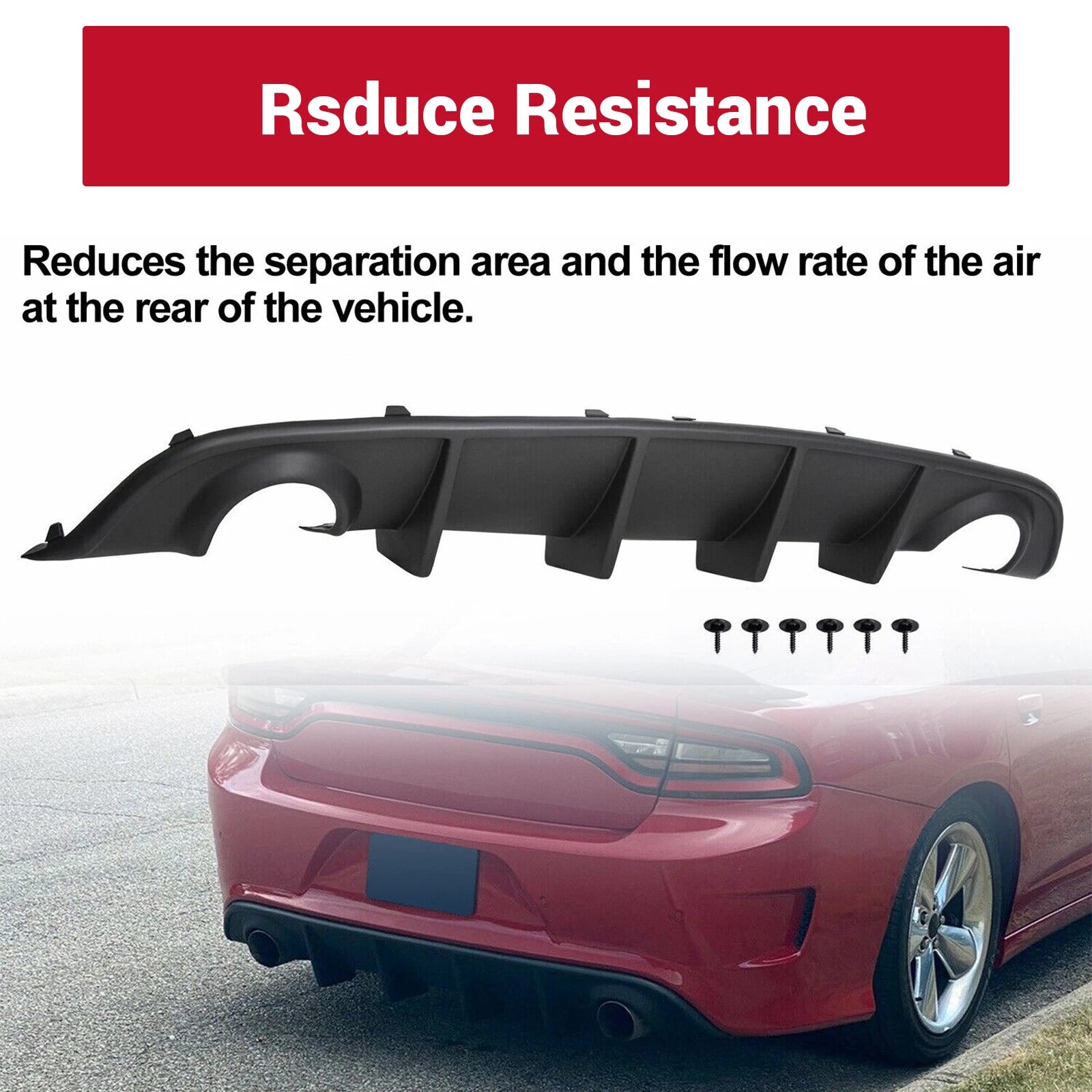 Rear Bumper Valance Diffuser for Dodge Charger SRT (2015-2023) Matte Black