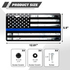 American Flag Front License Plate Valve Stem Cap Cover for Universal Blue (-)