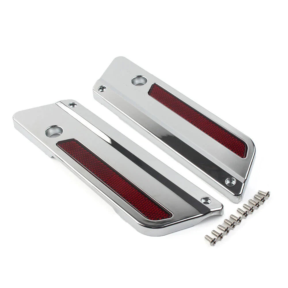 Saddlebag Latch Plate Covers with Red Reflectors for Harley Touring (1993-2013)