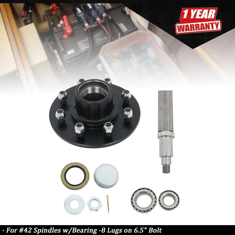 Set of 2 Trailer Idler Hub Kits for 8 Lug (6.5" Bolt)