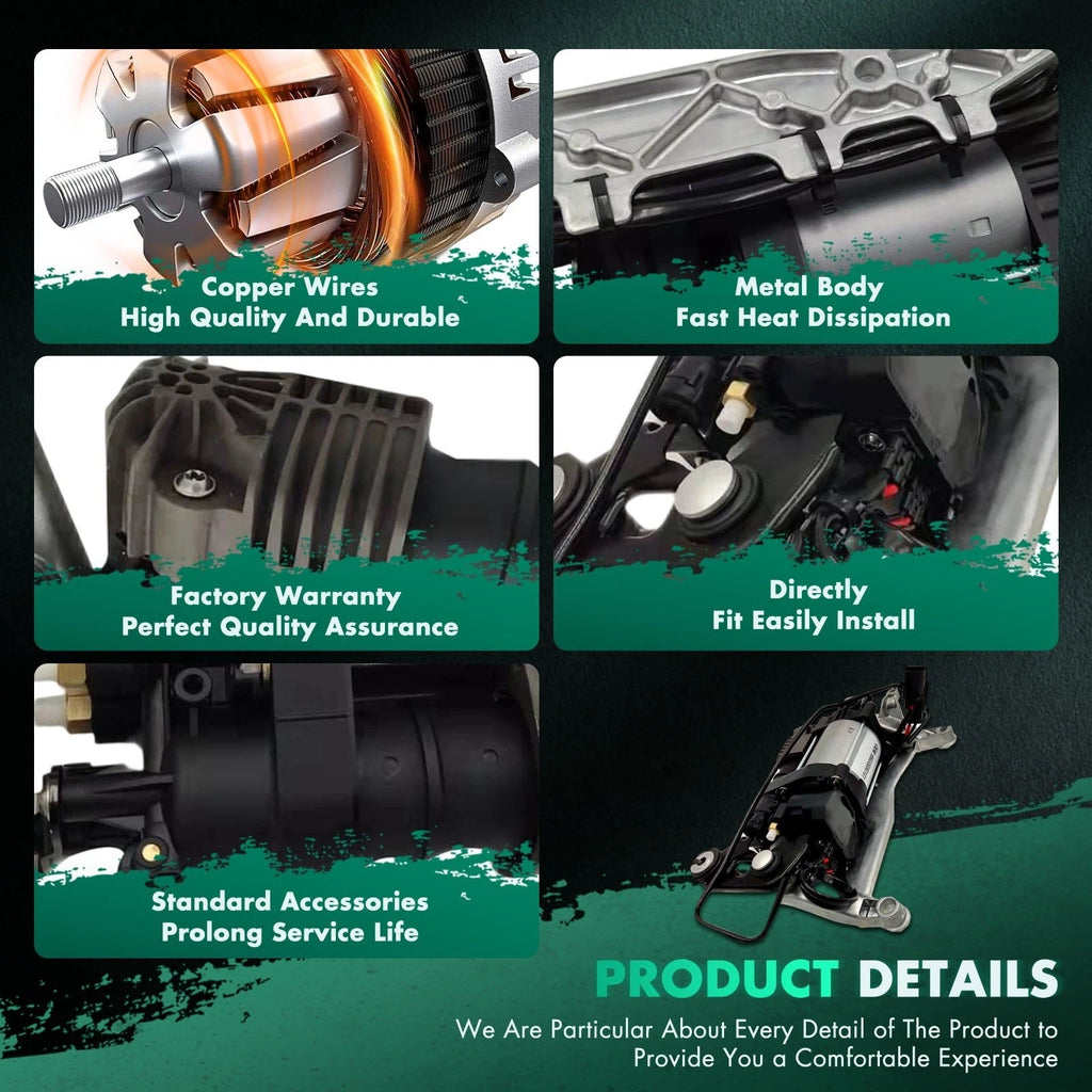 Air Suspension Compressor Pump w/ Bracket for Porsche Cayenne VW Touareg (2011–2018)