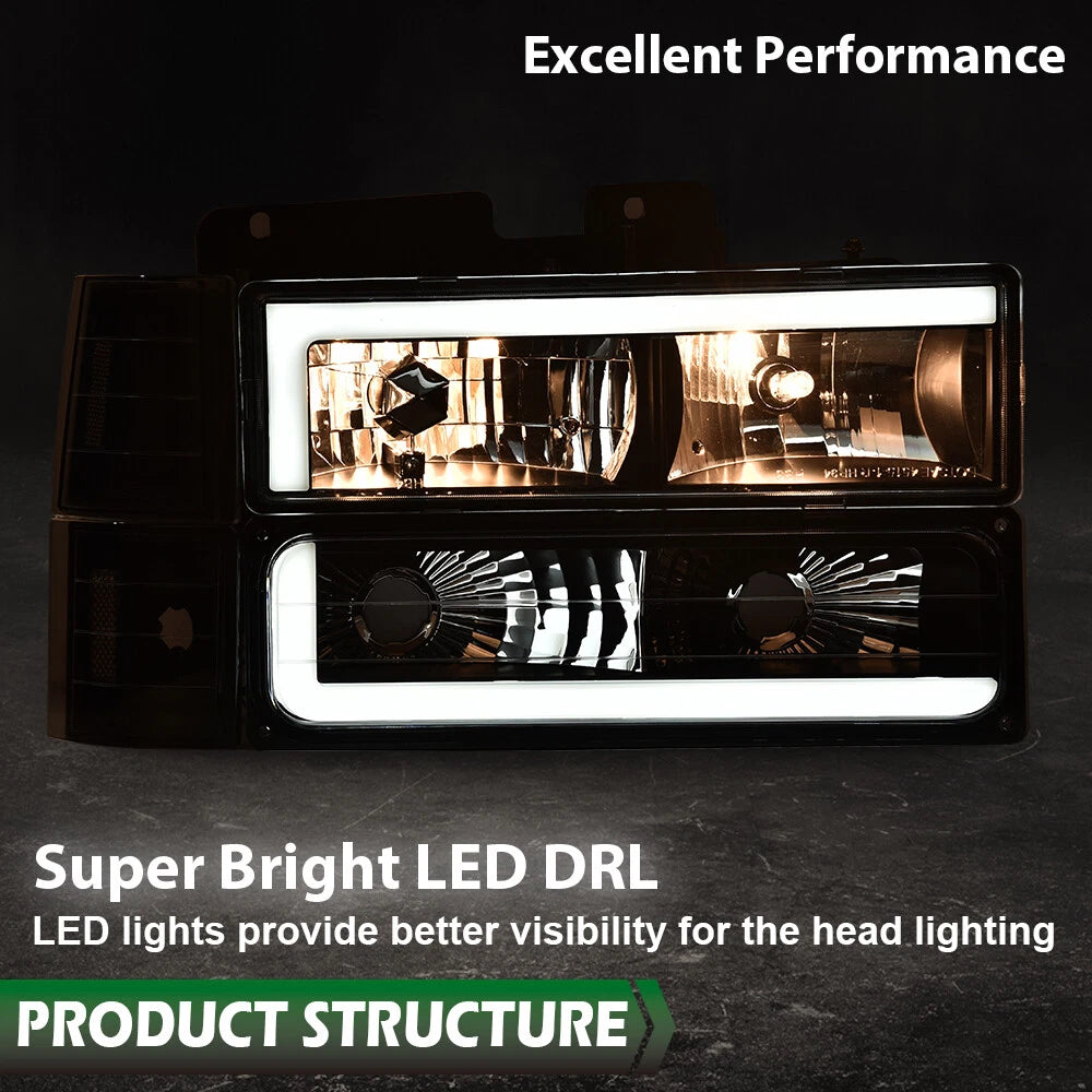 LED Tube Headlights for Chevy GMC C/K Suburban Blazer (1994–2000)
