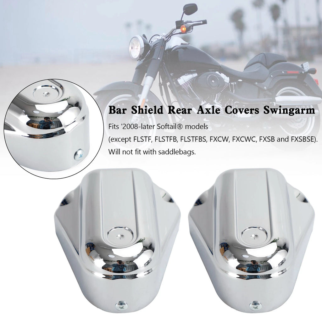 Set of 2 Bar Shield Rear Axle Covers for Harley Softail FLS FLSTN (2008–2020) Chrome T9