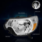 LED Headlight Lamp for Dodge Ram 1500-3500 (1994–2002) Chrome Housing Amber Corner